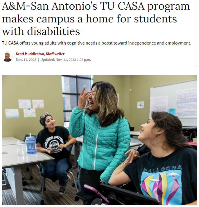 A&amp;M-San Antonio’s TU CASA program makes campus a home for students with disabilities article image
