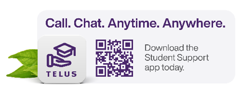 TELUS QR Code Graphic - Call. Chat. Anytime. Anywhere,